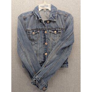 American Eagle Jacket Womens Small Denim Distressed Button Front Jean Trucker